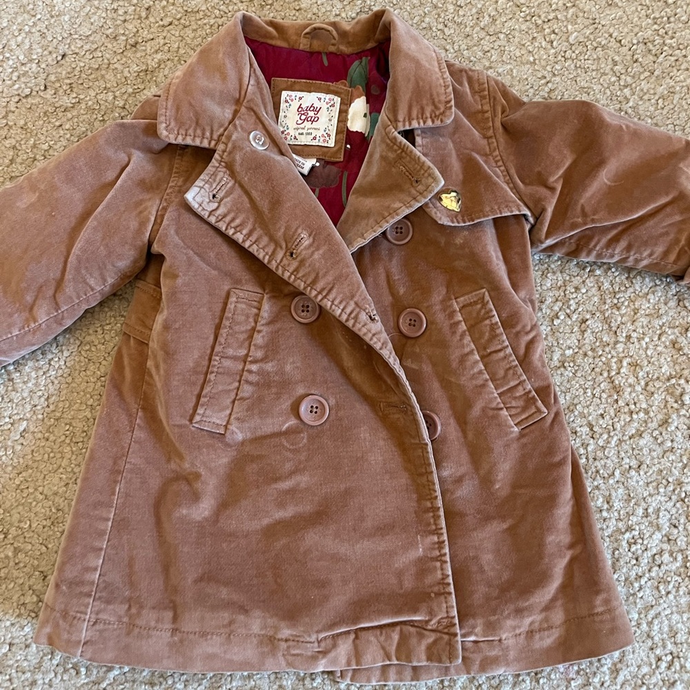 Baby Gap brown thick trench coat, size 18-24 mo.
